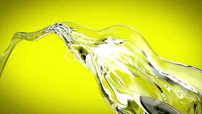 Liquid flow with super slow motion on yellow. Alpha