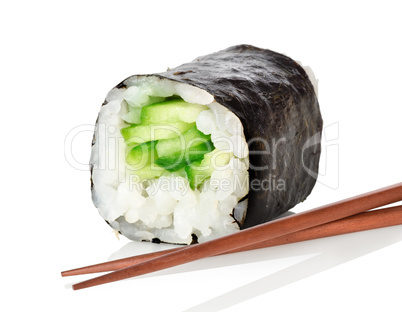 Sushi with chopsticks