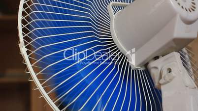 Oscillating fan spinning with rotating blades