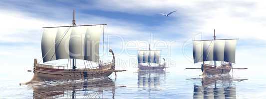 Ancient greek boats - 3D render