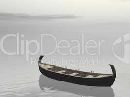 Peaceful wooden boat - 3D render
