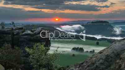 sunset and fog saxon swiss mountain time lapse close 11463