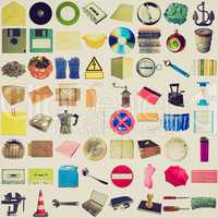 Retro look Many objects isolated