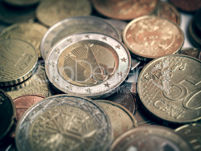 Retro look Euro coins