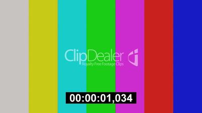 Tv color bars with counting seconds