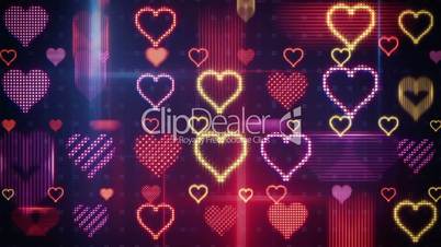 twitching glowing heart shapes loopable background