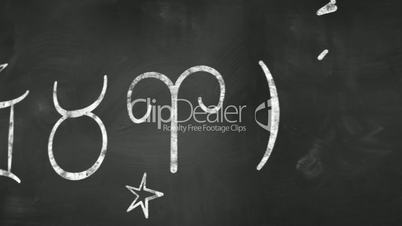 drawing zodiac symbols on blackboard loop