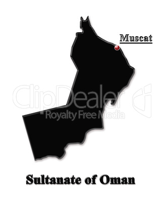 Black map of Sultanate of Oman