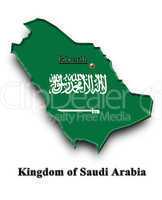 Map of Saudi Arabia in colors of its flag