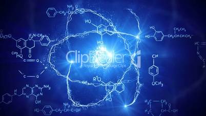 shiny atom model and chemistry formulas loopable