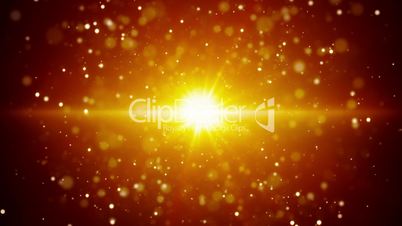 gold light and flying particles loop background