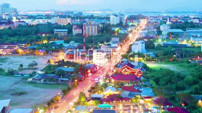night view of Pattaya city, Thailand timelapse