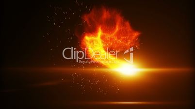 flying fireball with sparks loop