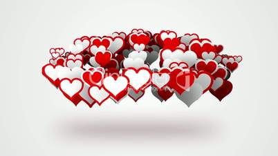 red white heart shapes loopable background