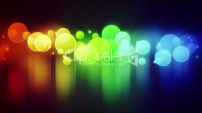 colorful circle lights with reflections loop background