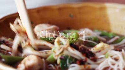 thai food noodle soup close-up
