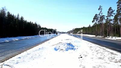A highway with thick snow