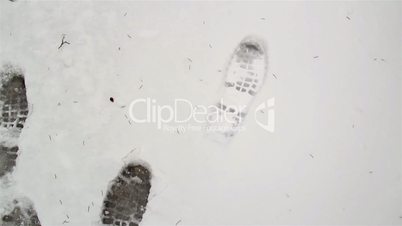 Footsteps found on the snow and a teepee