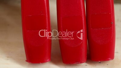 A set of red chisels