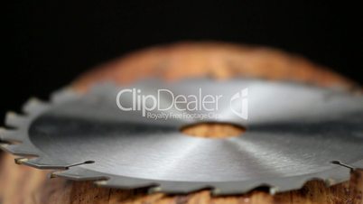 Side view of a metal blade of a saw