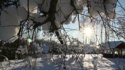 The sun shines so bright on the snow covered area