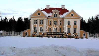 The view of a big old manor house in Estonia Baltic