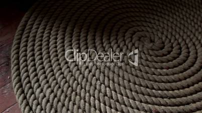 A roll of big rope on the floor