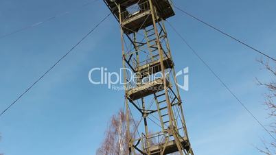 The steel tower placed on top of a mountain