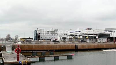 A city harbor s port area and terminal