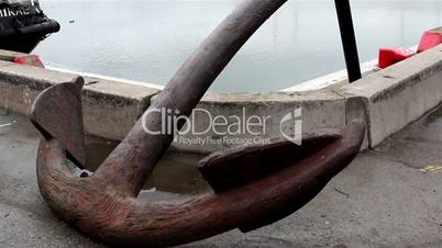 A big old anchor on the port area