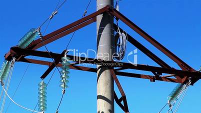 Cable wires on the power post