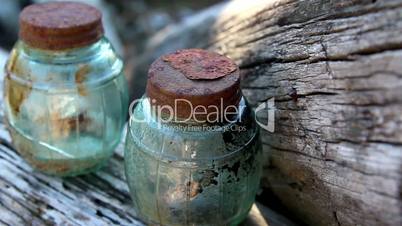 Some wooden blocks with jars