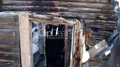 Wooden blocks from a destroyed cabin