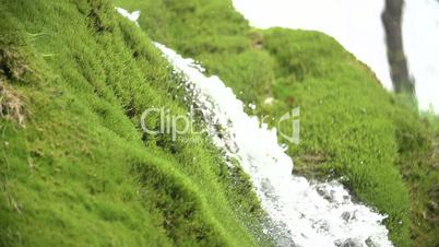 Wasserfall mit Moos in Slow Motion (200 fps) mit Schwenk