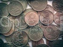 Retro look Euro coins