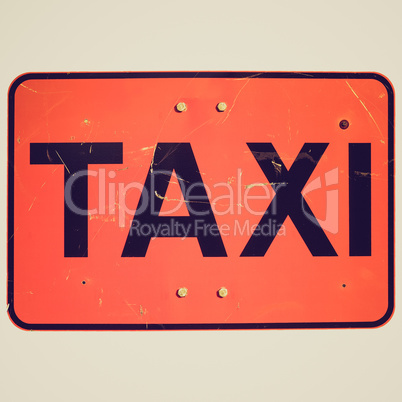 Retro look Taxi sign isolated