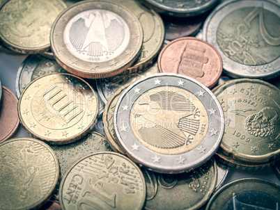 Retro look Euro coins