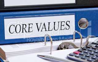 Core Values - blue binder in the office