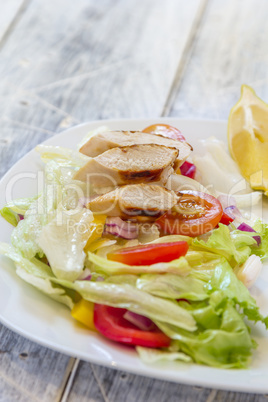 Green Salad and chicken breast on a Plate