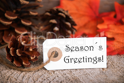 Autumn Label with Seasons Greetings