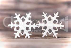 Two Snowflakes on Wood I