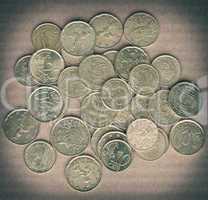 Retro look Euro coins