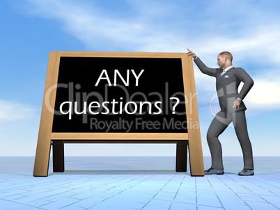 Businessman asking for questions - 3D render
