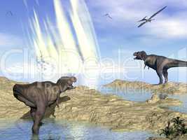 End of dinosaurs due to meteorite impact in Yucatan, Mexico - 3D render