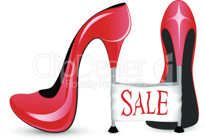 Red shoe with high heels