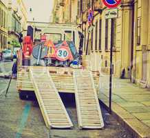 Retro look Roadworks signs