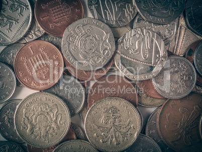 Retro look Pound coins