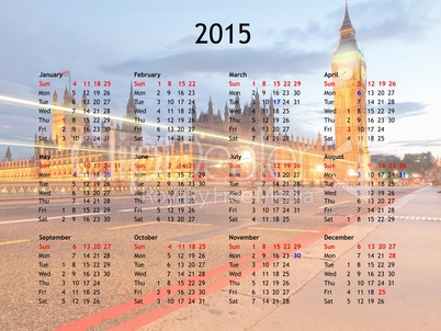 London calendar 2015