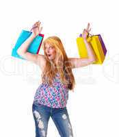 Happy woman with shopping bags.