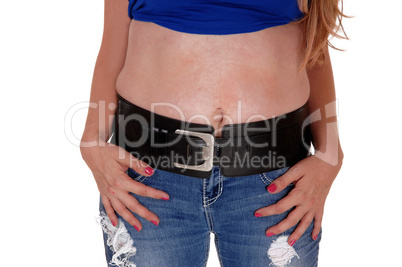 Midsection of woman.